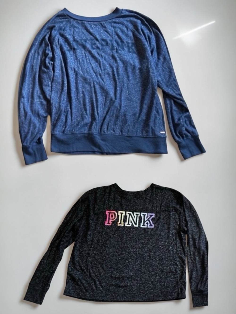 2 PINK Victoria’s Secret Long Sleeve Shirts Oversized XS